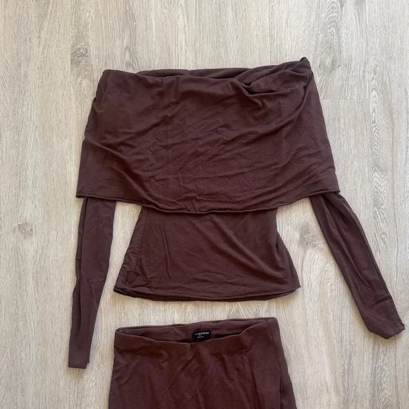 Naked Wardrobe Chocolate Brown Skirt Set - Picture 3 of 3